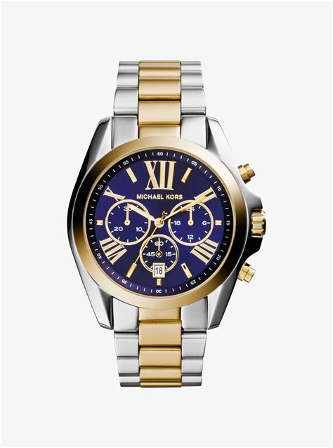 michael kors men's bradshaw two tone watch|michael kors oversized boyfriend watch.